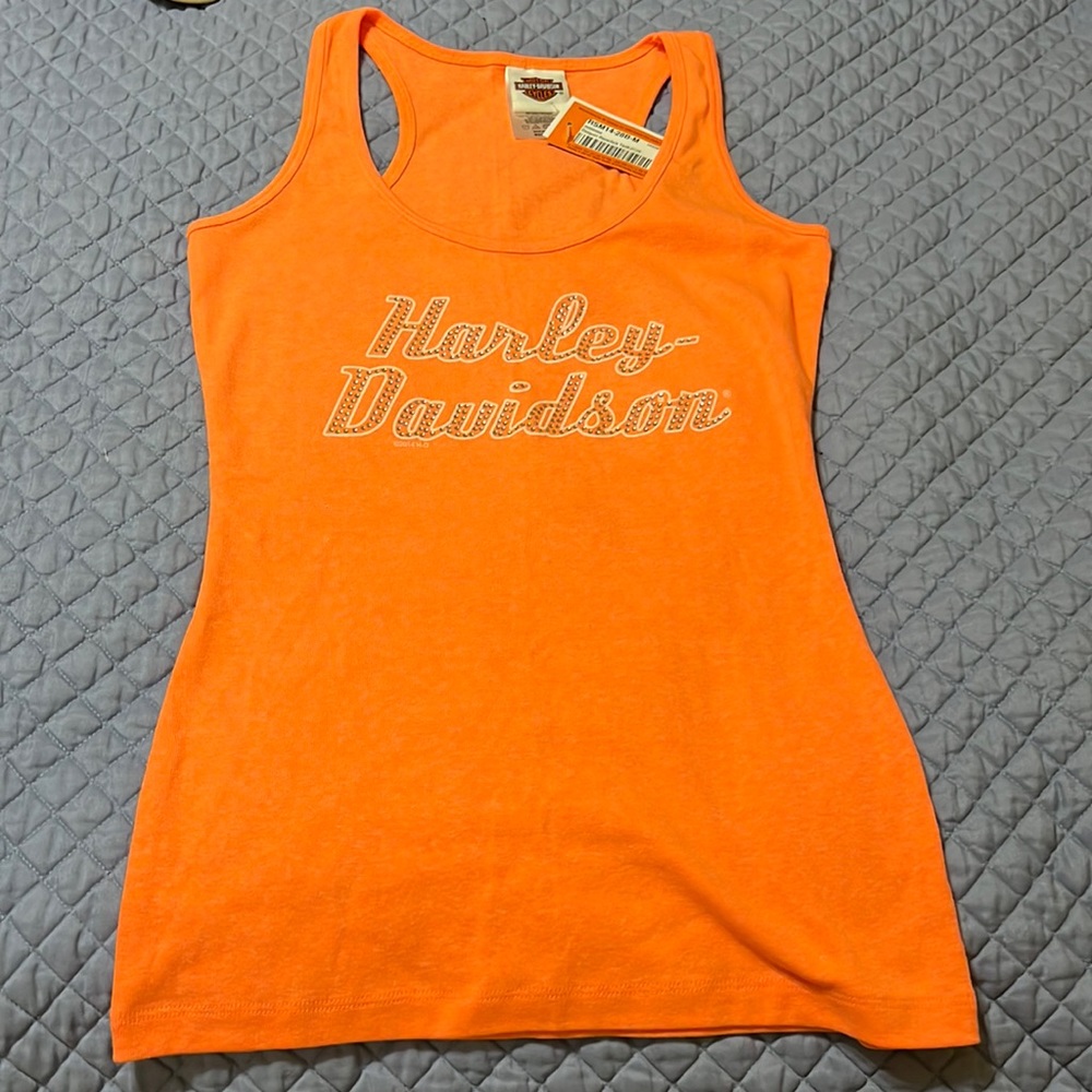 Women’s Harley Davidson Tank Top, orange, Daytona Beach, size medium